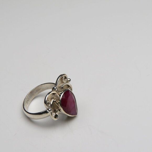 Genuine Ruby Sterling Silver Ring size 7 - Picture 4 of 4